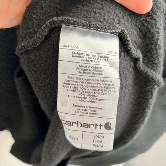 Carhartt Distressed Ripped Black Zip Up Hoodie Size Women's Small Holes Torn - Picture 8 of 8